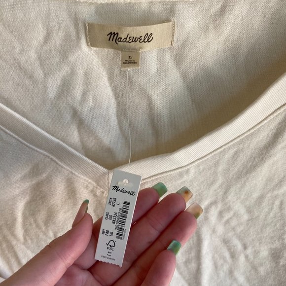Madewell Double-Face V-Neck Long-Sleeve Tee Size L - Picture 5 of 7